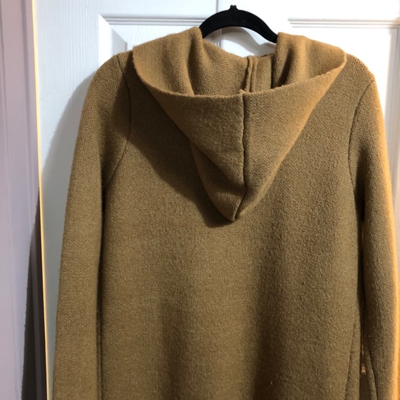Tan/Brown sweater coat with hoodie - Picture 3 of 4